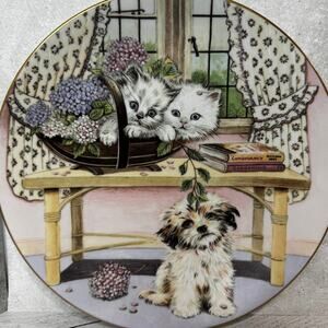 Hamilton Collection Kitties & Puppy Collector's Plate: Mixed Company by P Cooper